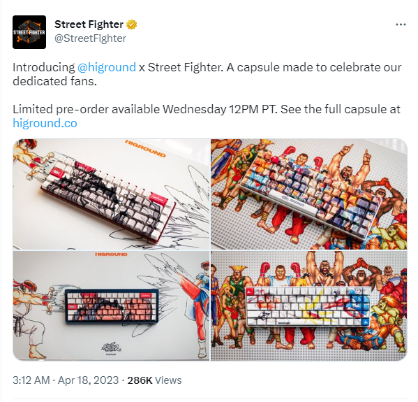 Capcom将推出《街头霸王》主题键盘