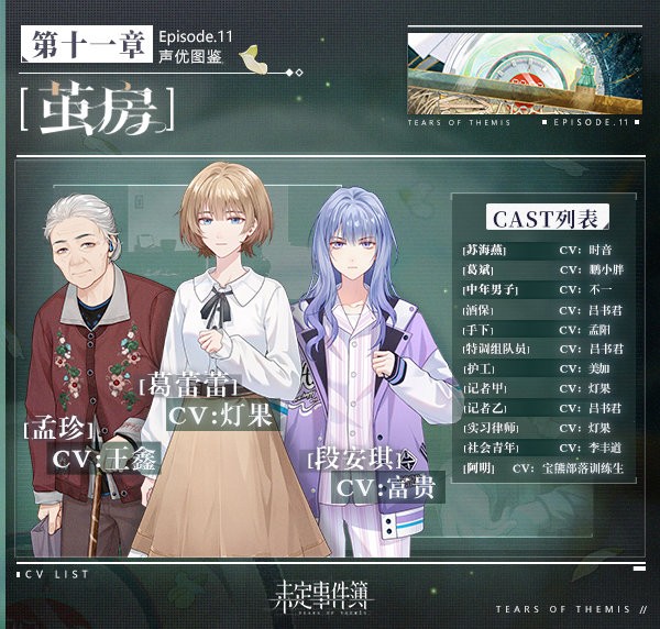 《未定事件簿》主线第十一章《茧房》角色CV公开