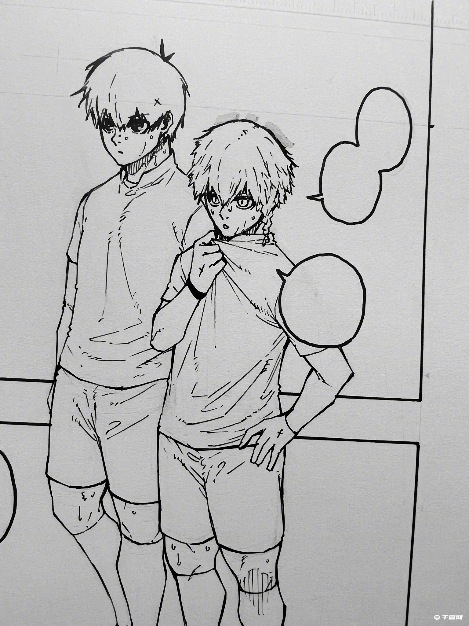 《蓝色监狱》漫画家野村优介最新发布了一张原画线稿